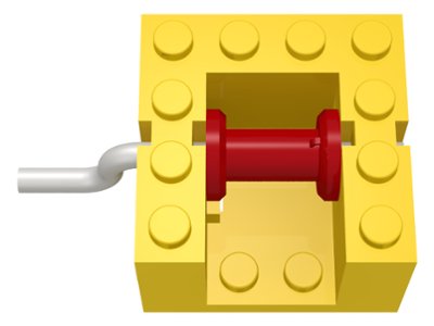 LEGO part String Reel Winch 4 x 4 x 2 with Metal Handle (Red Drum) (bb0067)