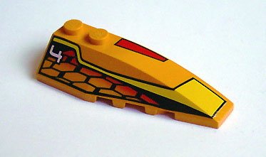 LEGO part Wedge 6 x 2 Right with Racer Hot Scorcher 4 Pattern (41747pb006)