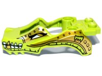 LEGO part Carter Volant Forme Crocodile avec Motif Crocodile Or et Blanc 11112pb01