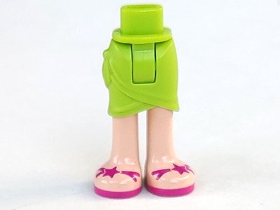 LEGO part Mini Doll Hips and Skirt Wrap with Light Nougat Legs and Magenta Sandals with Straps and Stars Pattern - Thick Hinge (11244c00pb07)