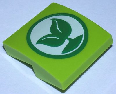 LEGO part Schräge, Curva 2 x 2 x 2/3 con Verde Germoglio con 2 Foglie su Bianco Cerchio Pattern (15068pb453)