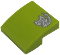 LEGO part Slope, Curved 2 x 2 x 2/3 with Dark Silver and Silver Dodge SRT Hellcat Logo Pattern Model Right Side 15068pb645R