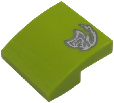 LEGO part Slope, Curved 2 x 2 x 2/3 with Dark Silver and Silver Dodge SRT Hellcat Logo Pattern Model Right Side (15068pb645R)