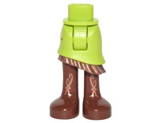 LEGO part Mini Doll Hips and Asymmetric Layered Skirt, Copper Ruffle, Long Reddish Brown Boots with Copper Pattern - Thick Hinge (20377c00pb03)