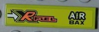 LEGO part Tile 1 x 4 with 'XR FUEL' and 'AIR BAX' Pattern Model Right Side (Sticker) - Set 8186 2431pb0186R