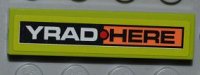 LEGO part Tile 1 x 4 with 'YRAD' and 'HERE' Pattern (Adesivo) - Set 8186 2431pb0187