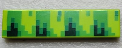 LEGO part Tile 1 x 4 with Pixelated Bright Green, Dark Green, and Green Pattern (Sonic Grass) (2431pb0755)