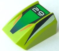 LEGO part Schräge, Courbée 2 x 2 Lèvre avec Motif '29', Rayures Vert/Noir 30602pb003