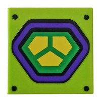 LEGO part Tile 2 x 2 with Dark Purple and Yellow Hexagonal Lex Luthor Power Suit Pattern 3068pb0998