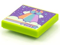 LEGO part Tile 2 x 2 with BeatBit Album Cover - Castle on Rainbow and Clouds Pattern 3068pb1539