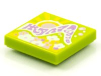 LEGO onderdeel Tegel 2 x 2 with BeatBit Album Cover - Sun and Sunshine with Flowers Pattern 3068pb1559
