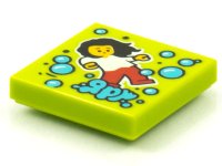 LEGO part Platte 2 x 2 mit BeatBit Album Cover - tanzende Mädchen und mittelblaue Blasen Muster 3068pb1560