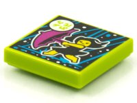 LEGO part Carreau 2 x 2 avec Pochette d'Album BeatBit - motif Fille Courant sous la Pluie avec Parapluie Violet 3068pb1565
