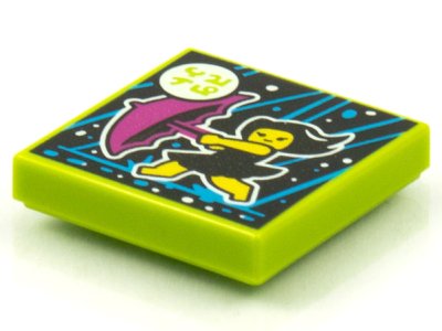 LEGO part Carreau 2 x 2 avec Pochette d'Album BeatBit - motif Fille Courant sous la Pluie avec Parapluie Violet (3068pb1565)