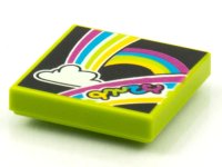 LEGO part Azulejo 2 x 2 with BeatBit Album Cover - Rainbows and Cloud Pattern 3068pb1590