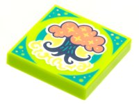 LEGO onderdeel Tile 2 x 2 with BeatBit Album Cover - Coral and Dark Blue Tree Pattern 3068pb1776