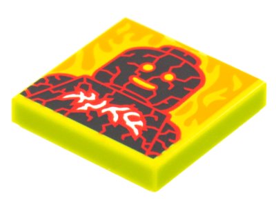 LEGO part Tile 2 x 2 with BeatBit Album Cover - Lava Minifigure with Cracks and Fire Pattern (3068pb1782)