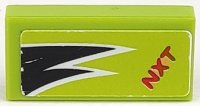 LEGO part Carreau 1 x 2 with Red 'NXT' and Black and White Flames Pattern (Sticker) - Set 8119 3069pb0121