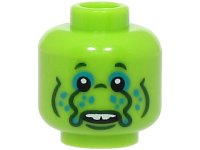 LEGO part Minifigure, Head Alien Black Eyes, Dark Turquoise Eye Shadow and Dots, Nose with Tentacles, Dark Green Wrinkles, White Teeth Pattern - Hollow Stud (BAM) 3626pb3327