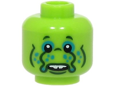 LEGO part Minifigure, Head Alien Black Eyes, Dark Turquoise Eye Shadow and Dots, Nose with Tentacles, Dark Green Wrinkles, White Teeth Pattern - Hollow Stud (BAM) (3626pb3327)