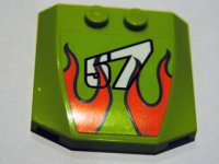 LEGO part Wedge 4 x 4 x 2/3 Triple Curved with Flames and '57' Pattern (Sticker) - Set 8165 45677pb064