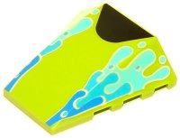 LEGO part Wedge 4 x 4 Triple Curved No Studs with Blue, Dark Azure, and Medium Azure Water Splashes and Black Shape Pattern (Toy Story RC Hood) 47753pb082