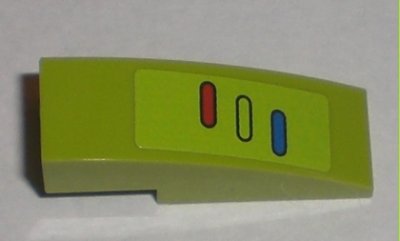 LEGO part Slope, Curved 3 x 1 with Red, Lime and Blue Ovals Pattern (Sticker) - Set 7592 (50950pb011)