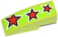 LEGO part Slope, Curved 3 x 1 with 3 Red Stars Pattern (Sticker) - Set 60055 50950pb066
