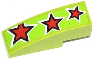 LEGO part Slope, Curved 3 x 1 with 3 Red Stars Pattern (Sticker) - Set 60055 (50950pb066)