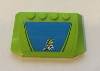 LEGO part Wedge 4 x 6 x 2/3 Triple Curved with Lime Lightning Bolt on Dark Azure Background Pattern (Sticker) - Set 41339 52031pb124