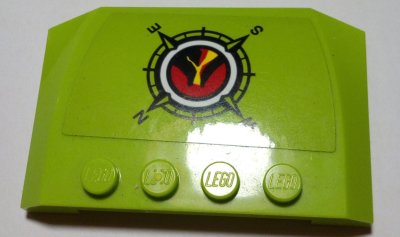 LEGO part Wedge 4 x 6 x 2/3 Triple Curved with Volcano Explorers Logo Compass Rose Pattern (Sticker) - Set 60122 (52031pb137)