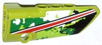 LEGO part Technic, Panel Fairing # 4 Small Smooth Long, Side B with Red and White Stripe on Black, White and Green Camouflage Pattern (Sticker) - Set 42027 64391pb010