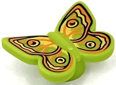 LEGO part Butterfly with Stud Holder with Yellow, Orange, and Black Wings Pattern (80674pb06)