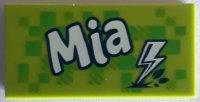 LEGO part Tile 2 x 4 with 'Mia' and Lightning Flash Pattern 87079pb0538
