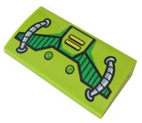 LEGO part Slope, Curved 2 x 4 x 2/3 with Bottom Tubes with Green Grille and Gray Hoses Pattern 88930pb069