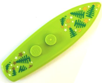 LEGO part Minifigure, Utensil Surfboard Standard with Green Pine Trees and Stars Pattern (BAM) (90397pb021)