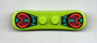 LEGO part Minifigure, Utensil Snowboard Small with Black, Dark Turquoise, Orange and Magenta Decoration Pattern (BAM) 93218pb03