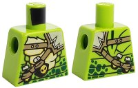 LEGO part Torso Ninjago Snake with Green Scales, Dark Tan Shoulder Belt and Black Vials with Skull Pattern 973pb3418