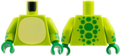 LEGO part Torso Bright Light Yellow Belly, Green Spots on Back Pattern / Lime Arms with Green Spots Pattern / Green Hands (973pb6450c01)