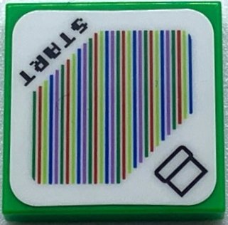 LEGO part Piastrella 2 x 2 con Codice Scanner Super Mario Tubo e 'START', Angolo Triangolo Disegno (Adesivo) - Set 71360 / 71439 (3068pb1380)