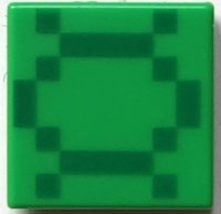 LEGO part Platte 1 x 1 mit pixeliertem grünem Quadrat- und Linienmuster (DNA-Strang) 3070pb374