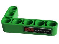 LEGO part Technic, Liftarm, Modified Bent Thick L-Shape 3 x 5 with 'NORTHERN' Pattern Model Right Side (Sticker) - Set 42129 32526pb029R