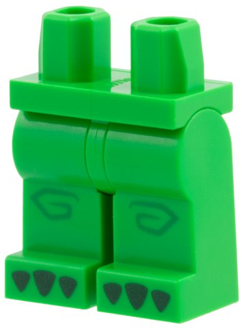 LEGO part Hips and Legs with Green Knees, Dark Green Claws Pattern (970c00pb1859)
