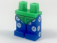 LEGO part Hips and Blue Legs with Bright Green Leotard and White Clocks Pattern 970c07pb10