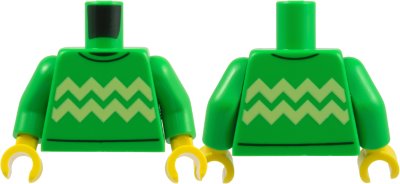 LEGO part Torso Sweater with Bright Light Yellow Zigzag Lines Pattern / Bright Green Arms / Yellow Hands (973pb4536c01)