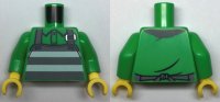 LEGO part Torso Button Up Shirt, Apron with Prison Stripes Pattern / Bright Green Arms / Yellow Hands 973pb4596c01
