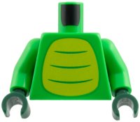 LEGO part Torso Lime Belly with 3 Bright Green Stripes Pattern / Bright Green Arms / Dark Green Hands 973pb6446c01