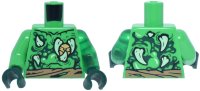 LEGO part Torso Dark Tan Tattered Belt, Gold Heart, Dark Green Skin Wrinkles, Yellowish Green Barbs Pattern / Trans-Green Arm Left / Bright Green Arm Right / Dark Green Hands 973pb6489c01