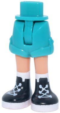 LEGO part Mini Doll Hips and Shorts with Molded Nougat Legs and Printed Black and White Boots with Laces Pattern - Thin Hinge 1826cc00pb009