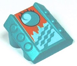 LEGO part Stein, Modified 2 x 2 No Studs, Sloped with 6 Side Pistons Raised and Loopin Pattern (30603pb15)